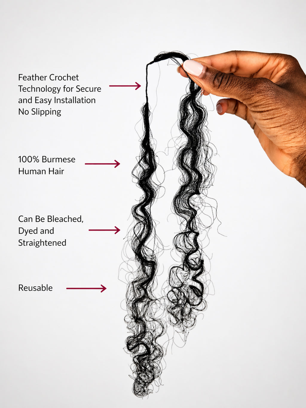 Berniece curls- Human Hair Burmese Crochet image 1