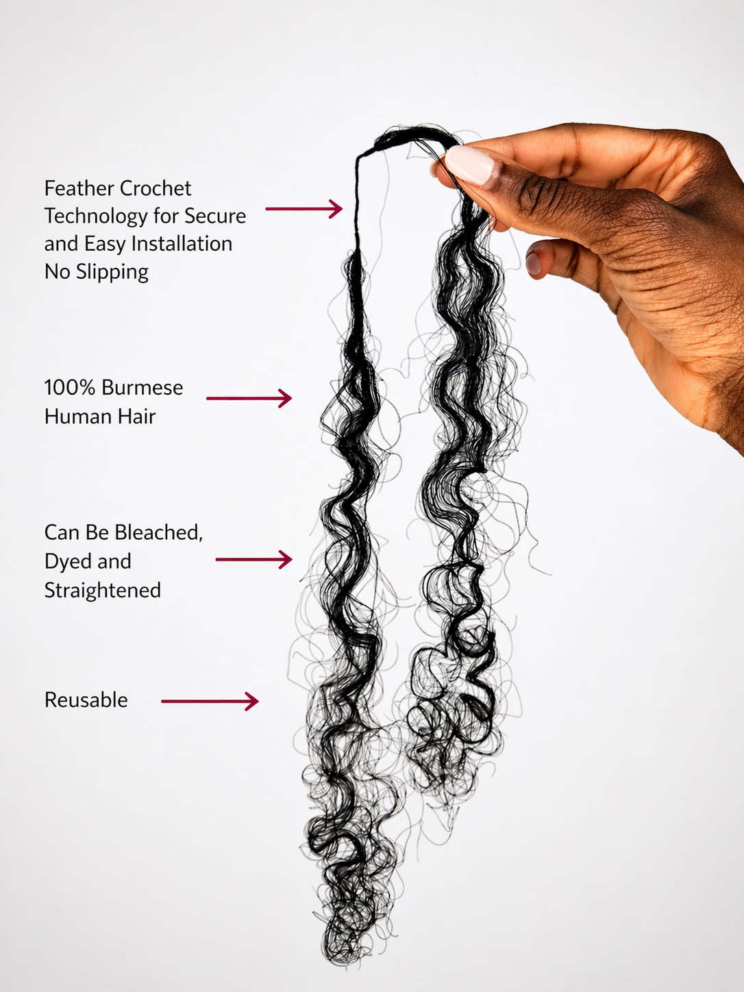 Berniece curls- Human Hair Burmese Crochet image 1